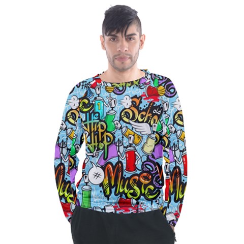 Graffiti Characters Seamless Patterns Men s Long Sleeve Raglan T-shirt by Bedest