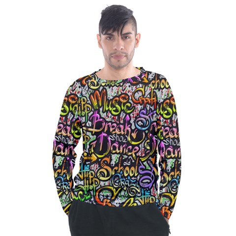 Graffiti Word Seamless Pattern Men s Long Sleeve Raglan T-shirt by Bedest