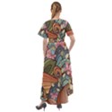 Multicolored Flower Decor Flowers Patterns Leaves Colorful Front Wrap High Low Dress View2