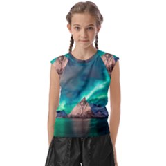 Amazing Aurora Borealis Colors Kids  Raglan Cap Sleeve T-shirt by Pakjumat