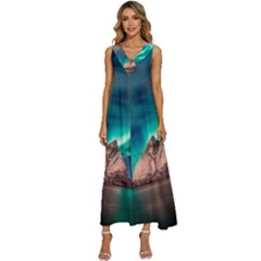 Amazing Aurora Borealis Colors V-neck Sleeveless Loose Fit Overalls by Pakjumat