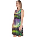 Aurora Borealis Polar Northern Lights Natural Phenomenon North Night Mountains Knee Length Skater Dress With Pockets View2