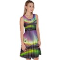 Aurora Borealis Polar Northern Lights Natural Phenomenon North Night Mountains Knee Length Skater Dress With Pockets View3