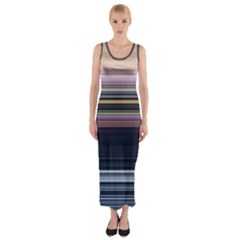 Horizontal Line Strokes Color Lines Fitted Maxi Dress by Pakjumat