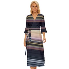 Horizontal Line Strokes Color Lines Midsummer Wrap Dress by Pakjumat