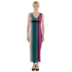 Vertical Line Color Lines Texture Fitted Maxi Dress by Pakjumat