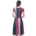 Vertical Line Color Lines Texture Cap Sleeve Wrap Front Dress View2