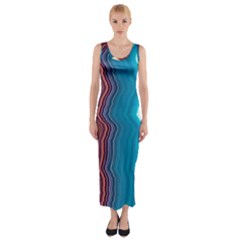 Line Vertical Lines Color Lines Fitted Maxi Dress by Pakjumat