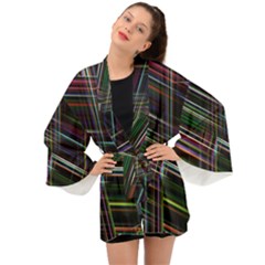 False Prismatic Black Background Long Sleeve Kimono by Pakjumat