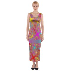 Geometric Abstract Colorful Fitted Maxi Dress by Pakjumat