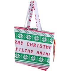 Merry Christmas Ya Filthy Animal Drawstring Tote Bag by Pakjumat