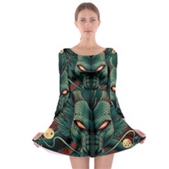 Dragon Art Long Sleeve Skater Dress by Pakjumat