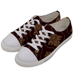 Vector Gold Ornament Pattern Seamless Damask Men s Low Top Canvas Sneakers by Pakjumat