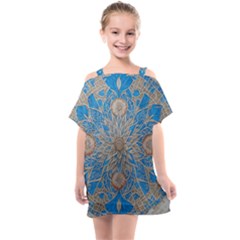 Flower Mandala Pattern Kids  One Piece Chiffon Dress by Pakjumat