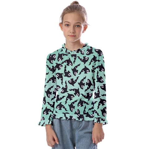 Orca Killer Whale Fish Kids  Frill Detail T-shirt by Pakjumat