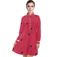 Minimalist Summer Watermelon Wallpaper Long Sleeve Chiffon Shirt Dress by Pakjumat