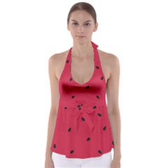 Minimalist Summer Watermelon Wallpaper Tie Back Tankini Top by Pakjumat