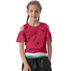 Minimalist Summer Watermelon Wallpaper Kids  Butterfly Cutout T-shirt by Pakjumat