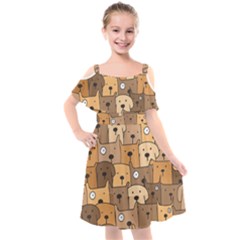 Cute Dog Seamless Pattern Background Kids  Cut Out Shoulders Chiffon Dress by Pakjumat