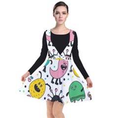 Funny Monster Pattern Plunge Pinafore Dress by Pakjumat