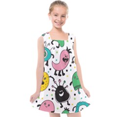 Funny Monster Pattern Kids  Cross Back Dress by Pakjumat