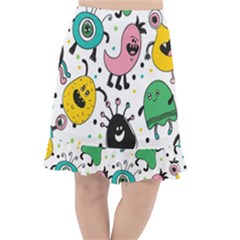 Funny Monster Pattern Fishtail Chiffon Skirt by Pakjumat