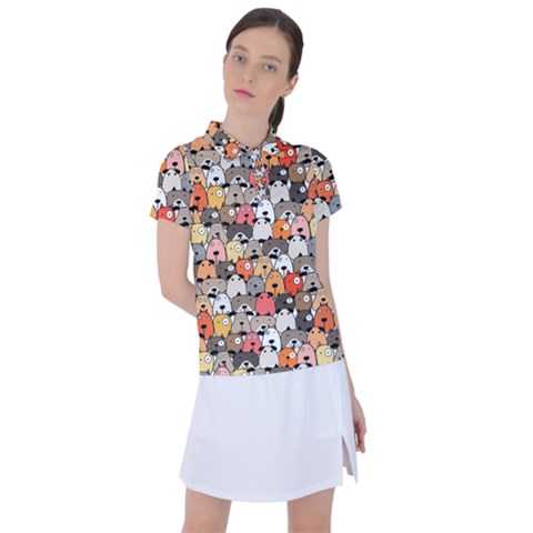 Cute Dog Seamless Pattern Background Women s Polo T-shirt by Pakjumat