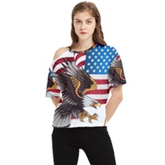 American Eagle Clip Art One Shoulder Cut Out T-shirt by Maspions