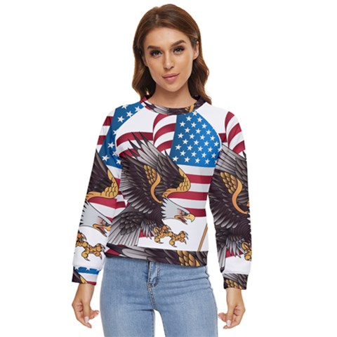 American Eagle Clip Art Women s Long Sleeve Raglan T-shirt by Maspions