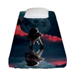 Astronaut Moon Space Nasa Planet Fitted Sheet (single Size) by Maspions