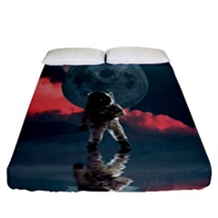 Astronaut Moon Space Nasa Planet Fitted Sheet (california King Size) by Maspions