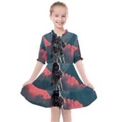 Astronaut Moon Space Nasa Planet Kids  All Frills Chiffon Dress by Maspions