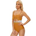 Beer Bubbles Pattern Knot Front One-Piece Swimsuit View2