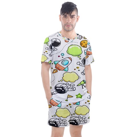 Sketch Cartoon Space Set Men s Mesh T-shirt And Shorts Set by Hannah976