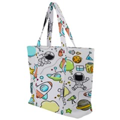 Sketch Cartoon Space Set Zip Up Canvas Bag by Hannah976