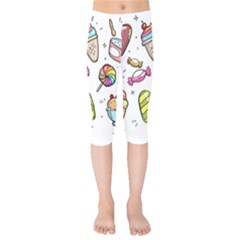 Doodle Cartoon Drawn Cone Food Kids  Capri Leggings  by Hannah976