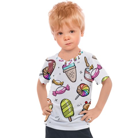 Doodle Cartoon Drawn Cone Food Kids  Sports T-shirt by Hannah976