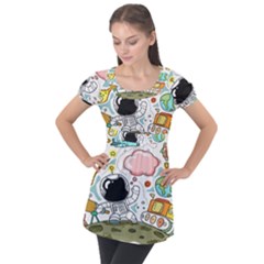 Sketch Cute Child Funny Puff Sleeve Tunic Top by Hannah976