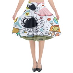 Sketch Cute Child Funny Flared Midi Skirt by Hannah976