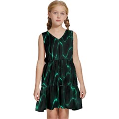 Green Pattern Background Abstract Kids  Sleeveless Tiered Mini Dress by Hannah976