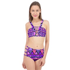 Seamless Purple Pink Pattern Cage Up Bikini Set by Hannah976