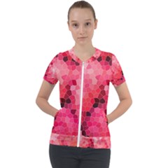 Mosaic Structure Pattern Background Short Sleeve Zip Up Jacket by Hannah976