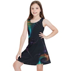 Fractal Transfer Metallic Black Kids  Lightweight Sleeveless Dress by Hannah976