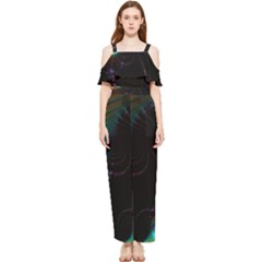 Fractal Transfer Metallic Black Draped Sleeveless Chiffon Jumpsuit by Hannah976