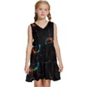 Fractal Transfer Metallic Black Kids  Sleeveless Tiered Mini Dress View1