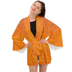 Orange Mosaic Structure Background Long Sleeve Kimono by Hannah976