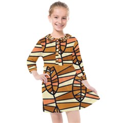 Autumn Leaf Mosaic Seamless Kids  Quarter Sleeve Shirt Dress by Hannah976