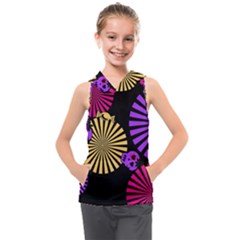 Seamless Halloween Day Of The Dead Kids  Sleeveless Hoodie by Hannah976