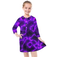 Purple Pattern Background Structure Kids  Quarter Sleeve Shirt Dress by Hannah976