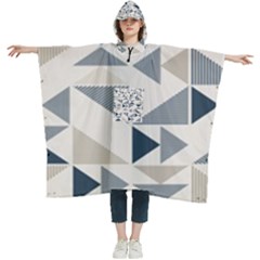 Geometric Triangle Modern Mosaic Women s Hooded Rain Ponchos by Hannah976